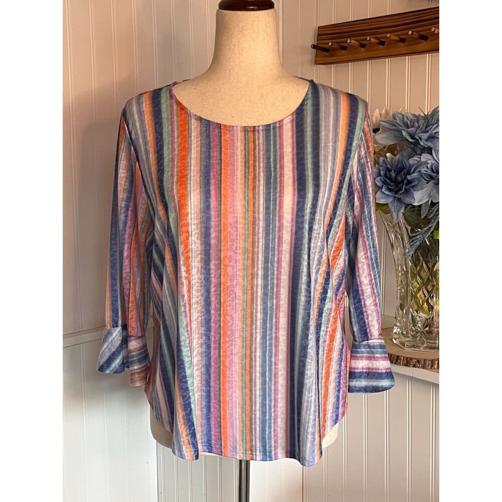 Multicolored Striped Bell Sleeve Top